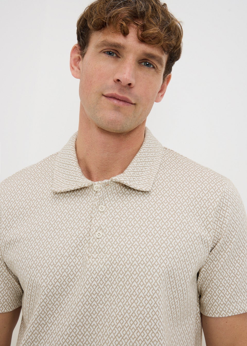 Stone Diamond Geometric Polo Shirt