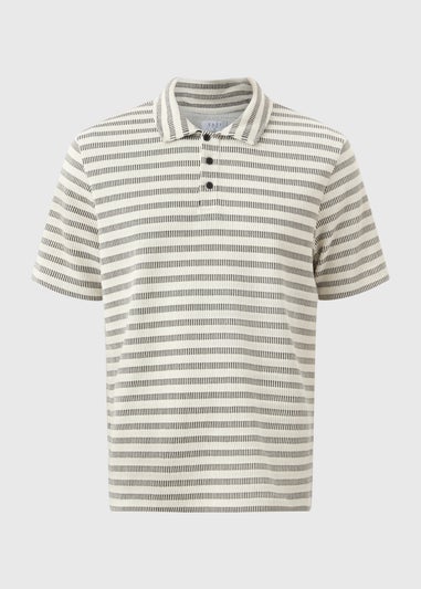 Ecru Geo Stripe Smart Polo Shirt