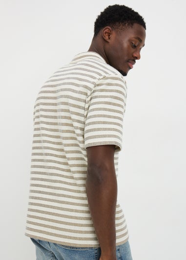 Ecru Geo Stripe Smart Polo Shirt