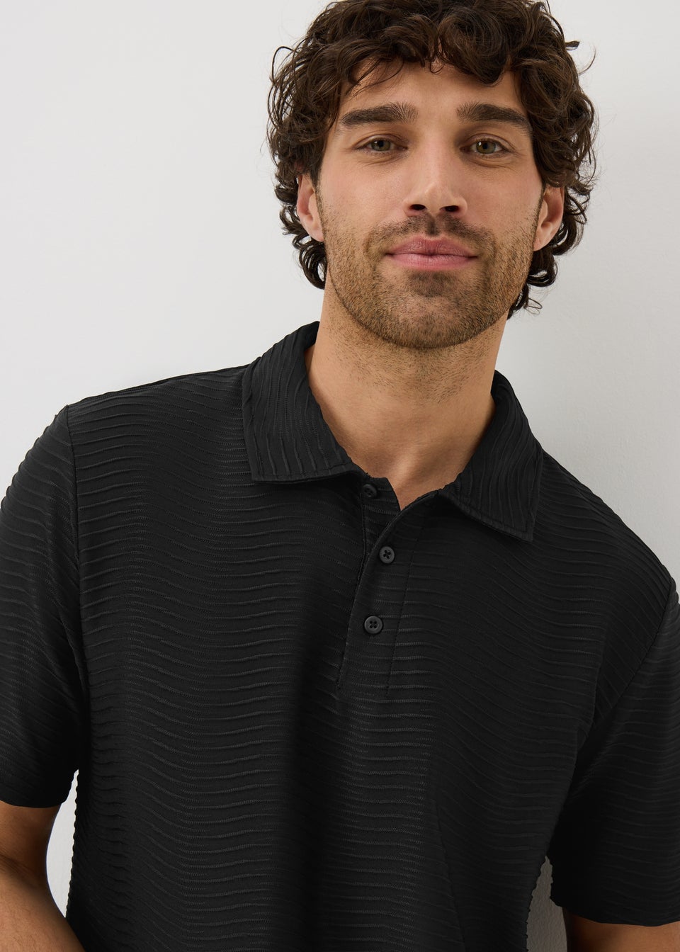 Black Wave Texture Smart Polo Shirt