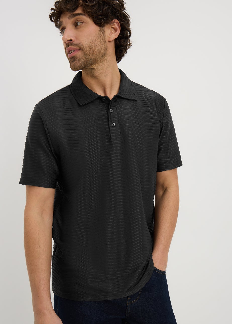 Black Wave Texture Smart Polo Shirt