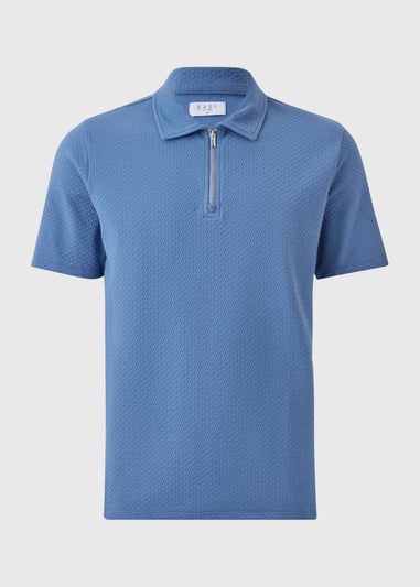Blue Textured Smart Polo Shirt