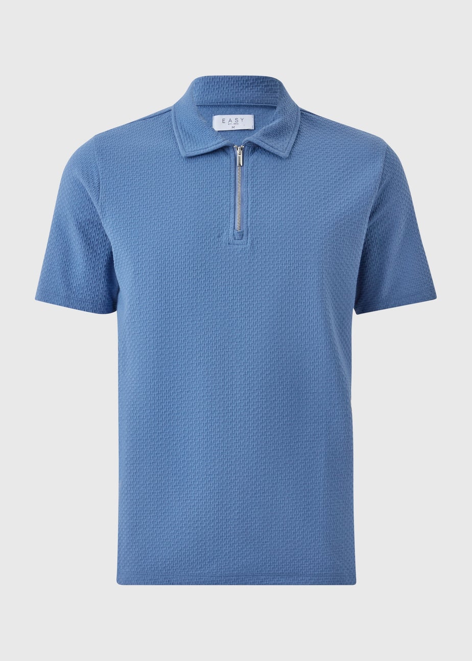 Blue Textured Smart Polo Shirt