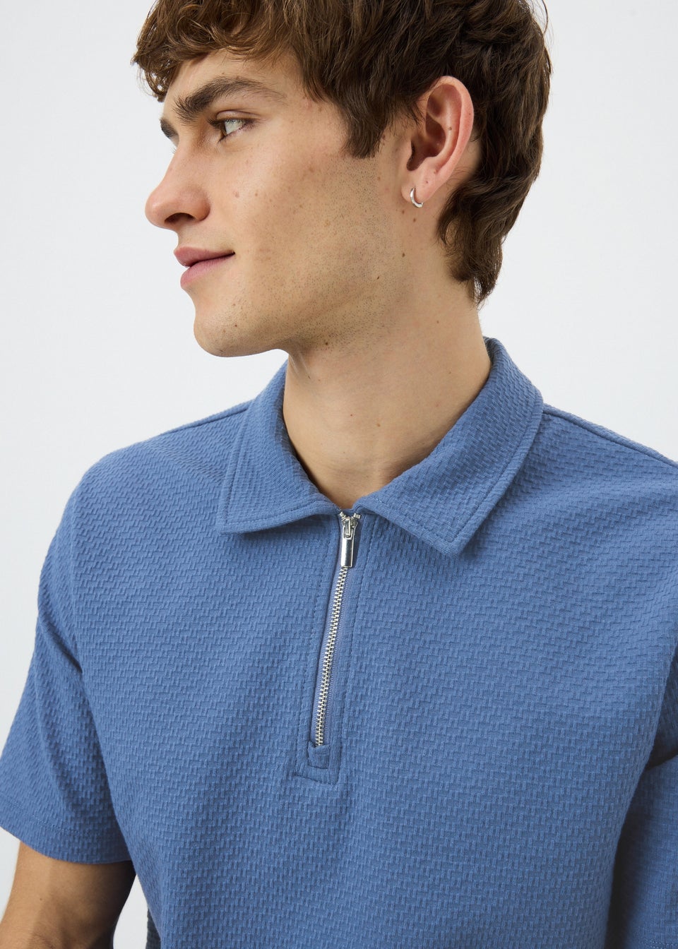 Blue Textured Smart Polo Shirt