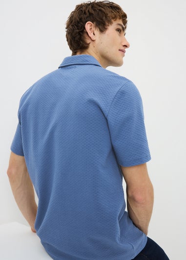 Blue Textured Smart Polo Shirt