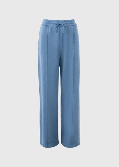 Light Blue Acid Wash Wide Leg Jogging Bottoms