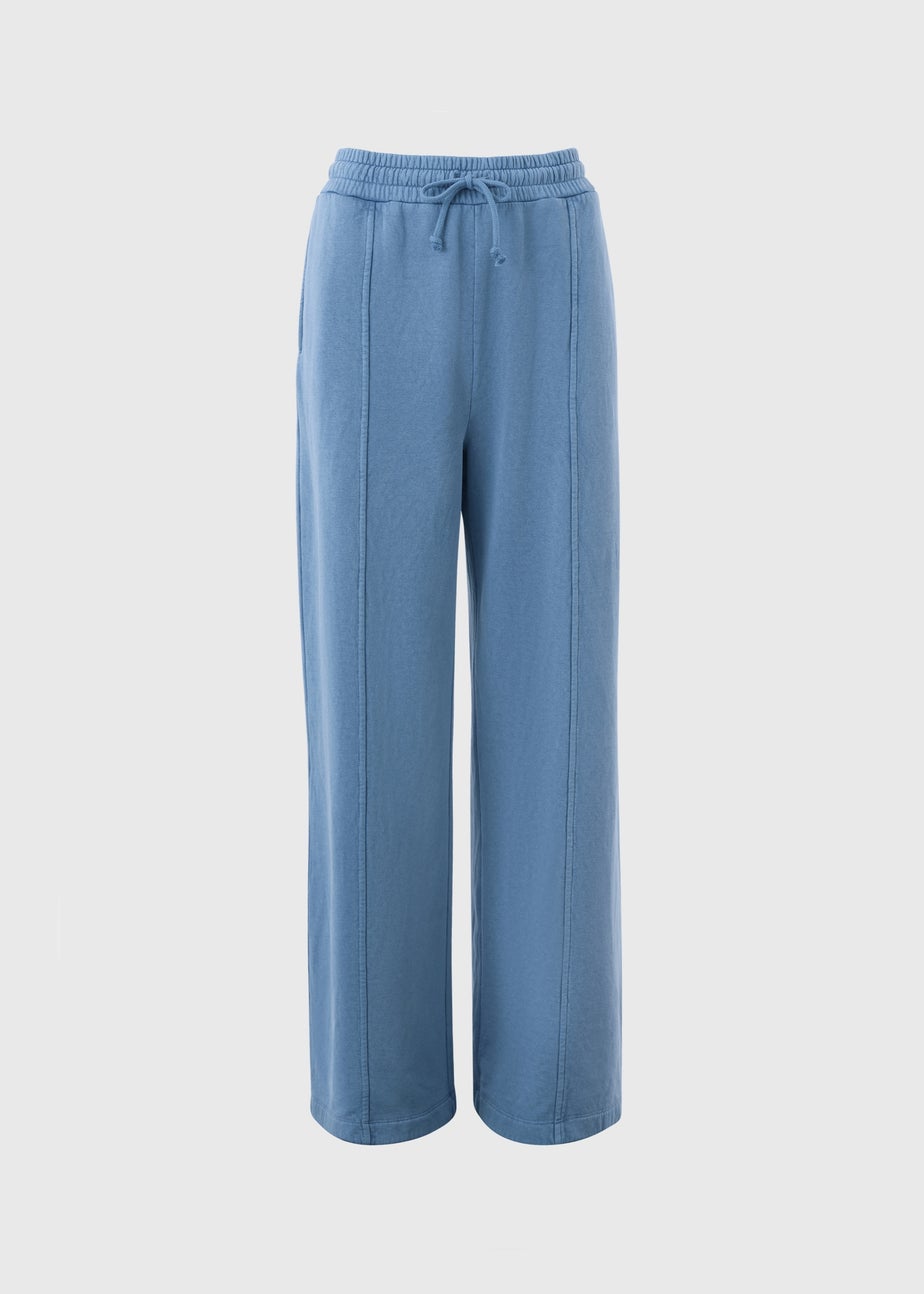 Light Blue Acid Wash Wide Leg Jogging Bottoms