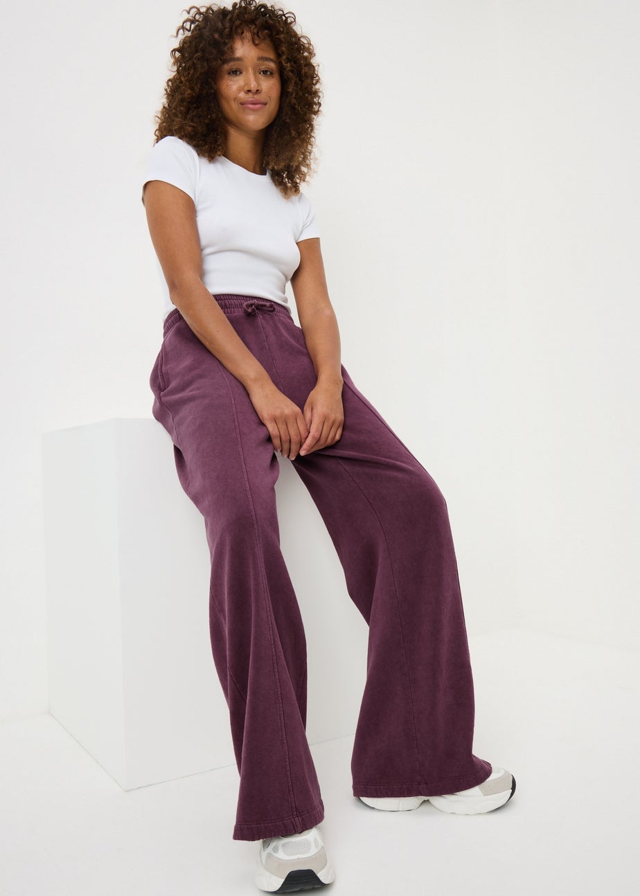 Burgundy Acid Wash Jogging Bottoms