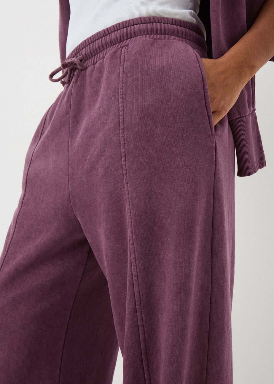Burgundy Acid Wash Jogging Bottoms