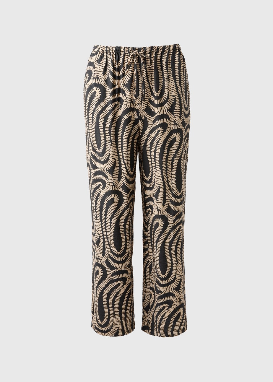 Black Woven Printed Wide Leg Co Ord Trousers