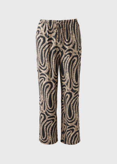Black Woven Printed Wide Leg Co Ord Trousers