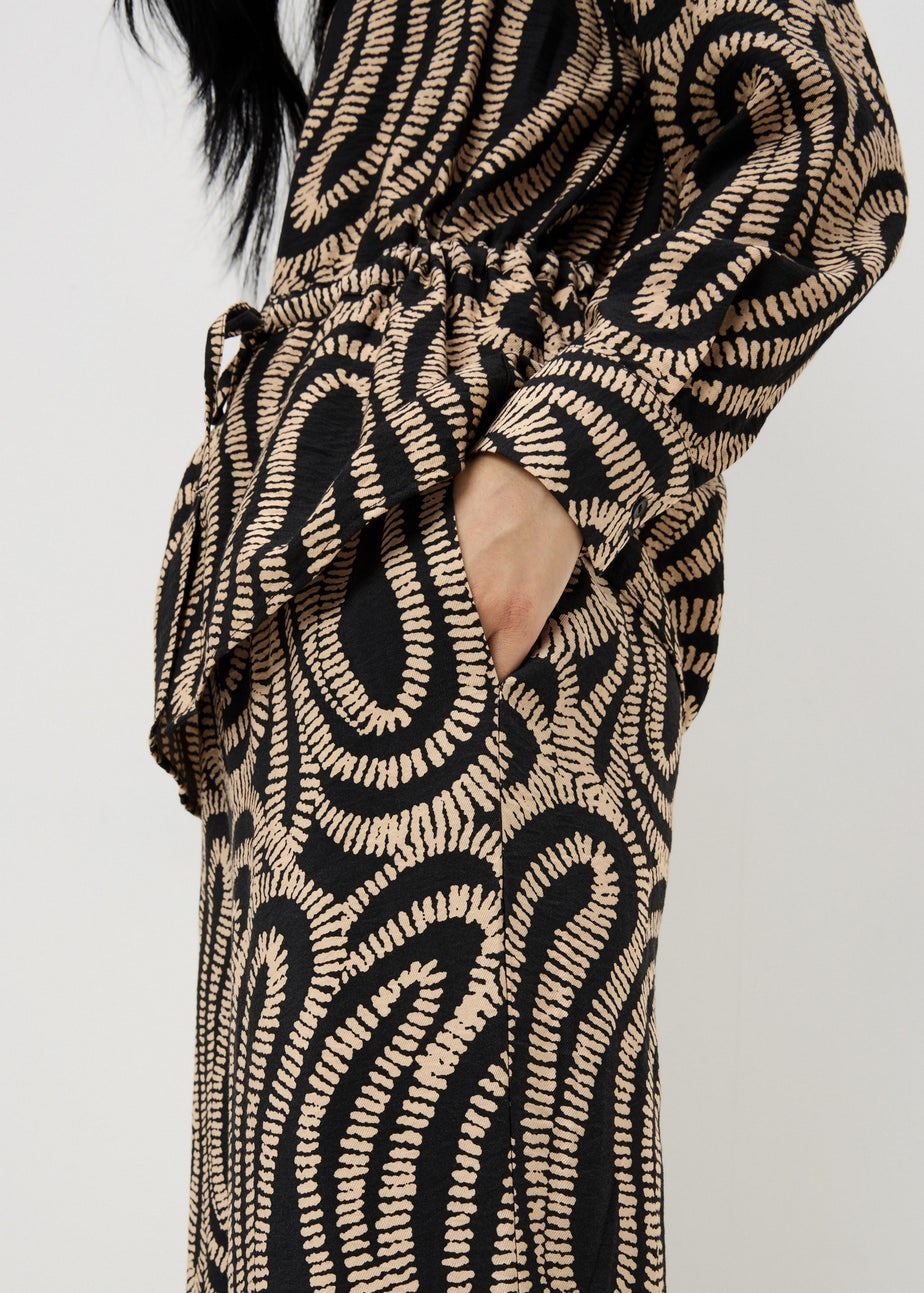 Black Woven Printed Wide Leg Co Ord Trousers