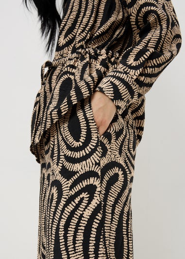 Black Woven Printed Wide Leg Co Ord Trousers