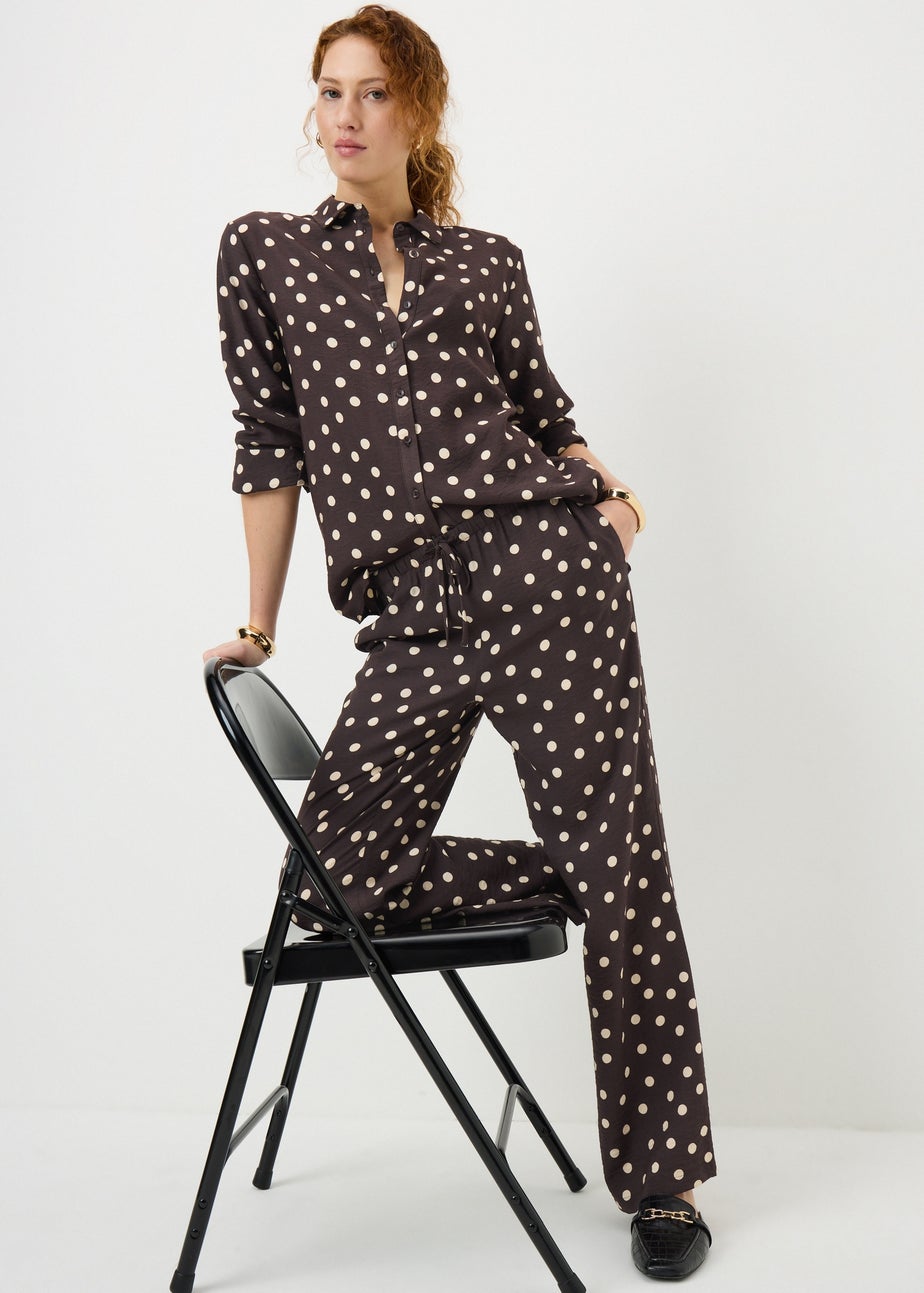 Brown Polka Dot Co Ord Trousers