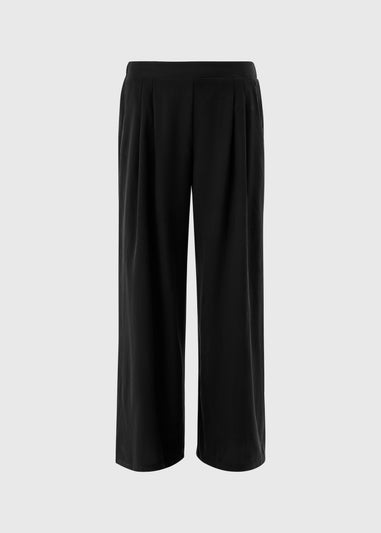 Black Woven Wide Leg Trousers