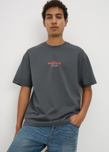 Charcoal Grey Printed T Shirt