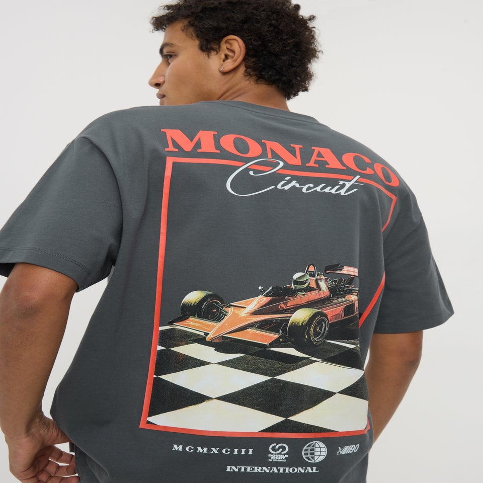 Charcoal Grey Printed T Shirt