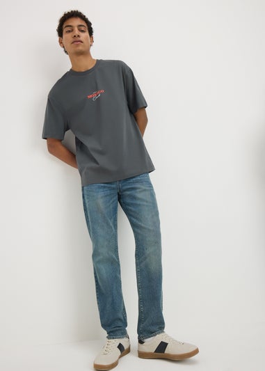 Charcoal Grey Printed T Shirt