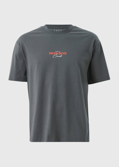 Charcoal Grey Printed T Shirt