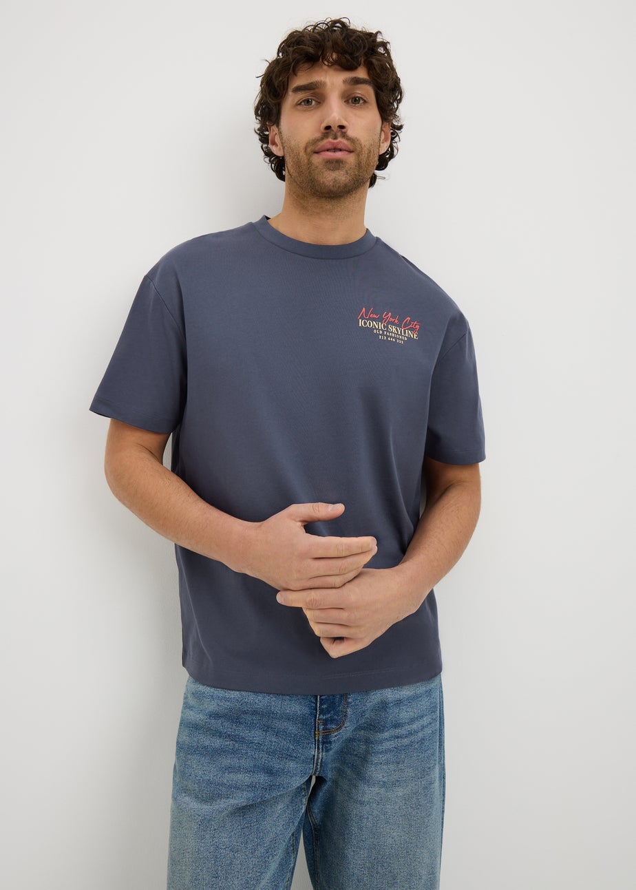 Charcoal Grey Printed T Shirt