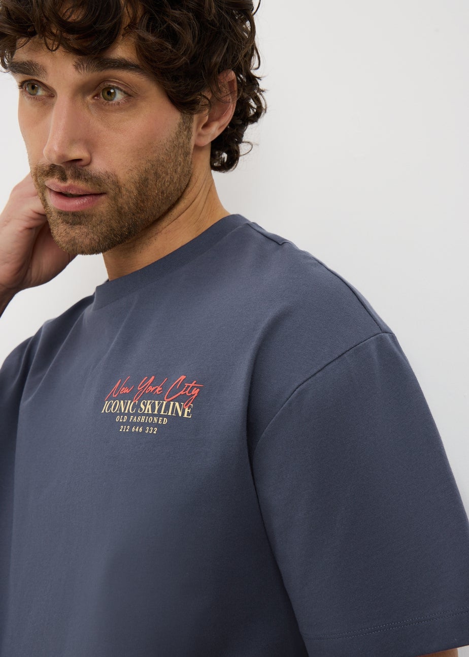 Charcoal Grey Printed T Shirt