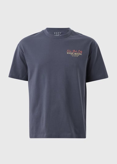 Charcoal Grey Printed T Shirt