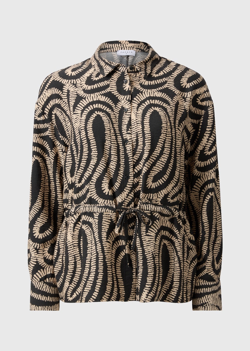 Black Abstract Channel Waist Shirt