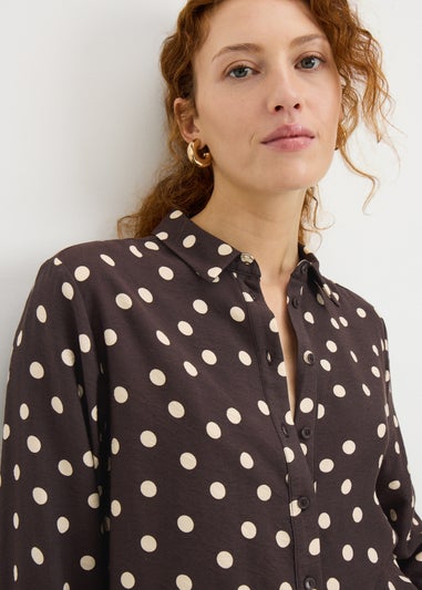 Brown Spot Print Shirt