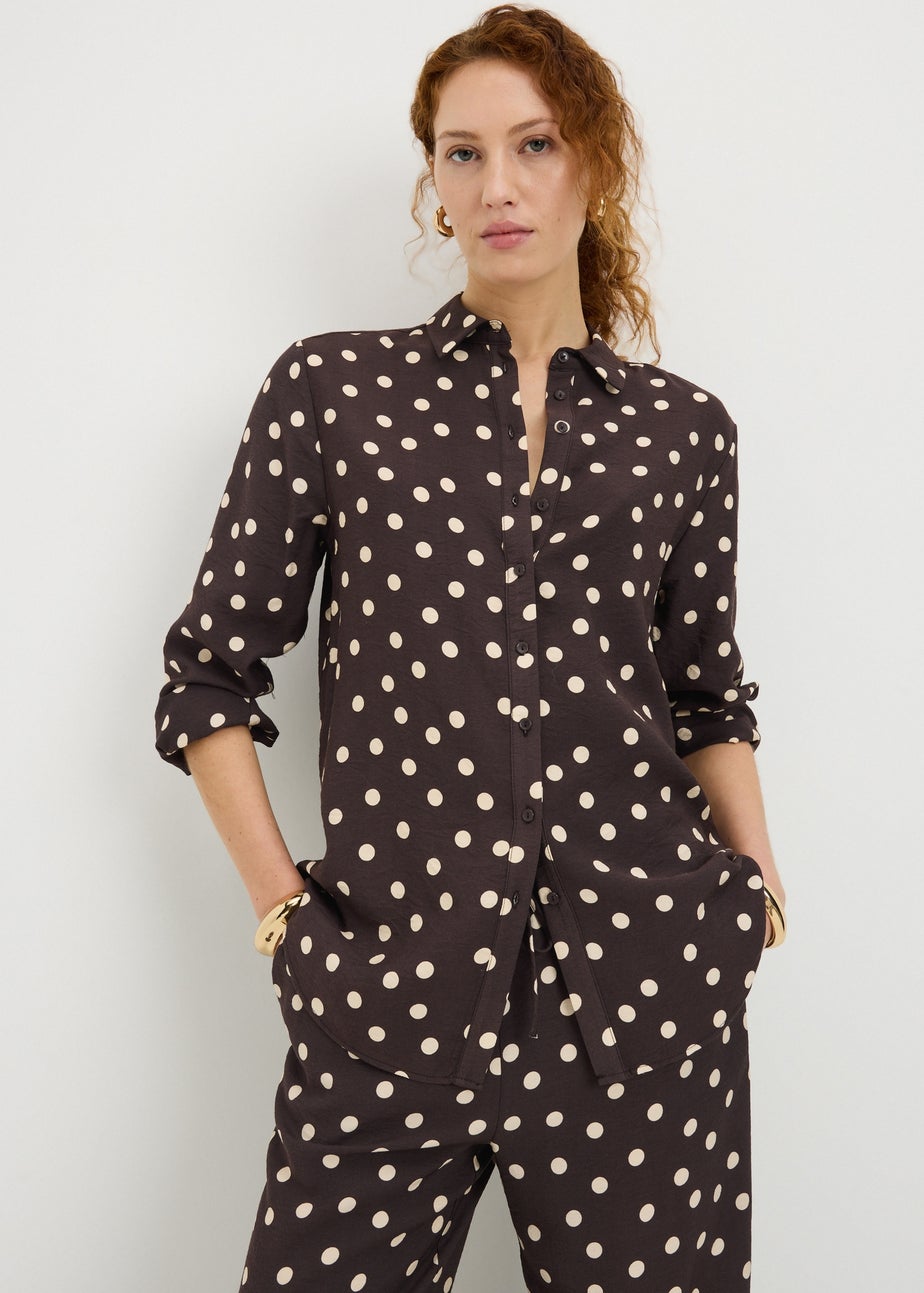 Brown Spot Print Shirt