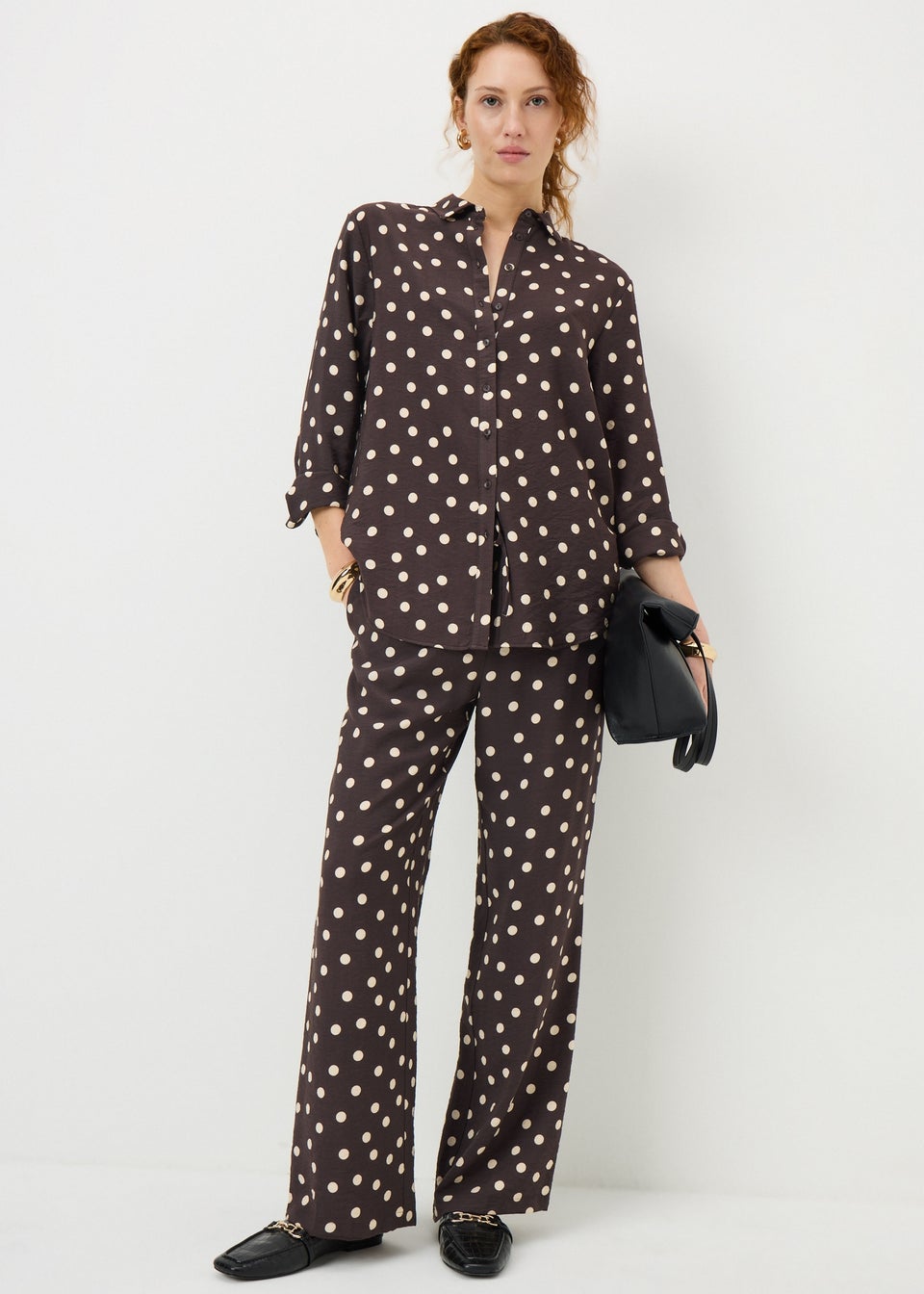 Brown Spot Print Shirt