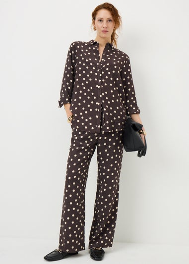 Brown Spot Print Shirt