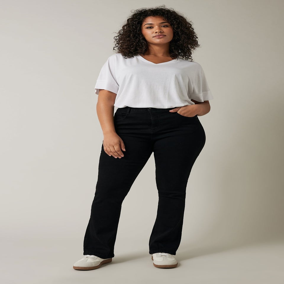 Evans Curve Black Denim Bootcut Jeans