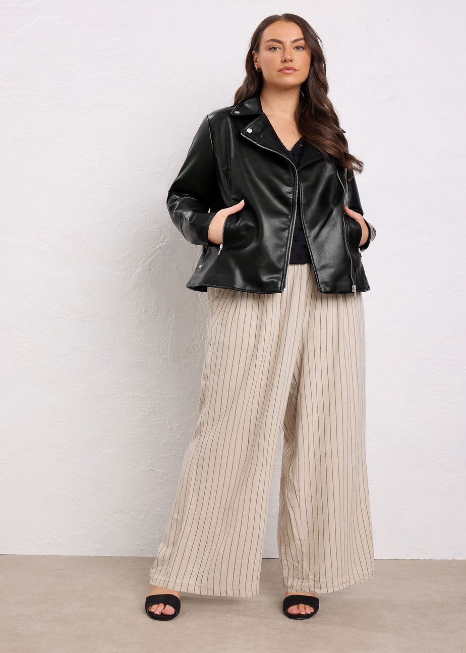 Evans Curve Black Faux Leather Biker Jacket