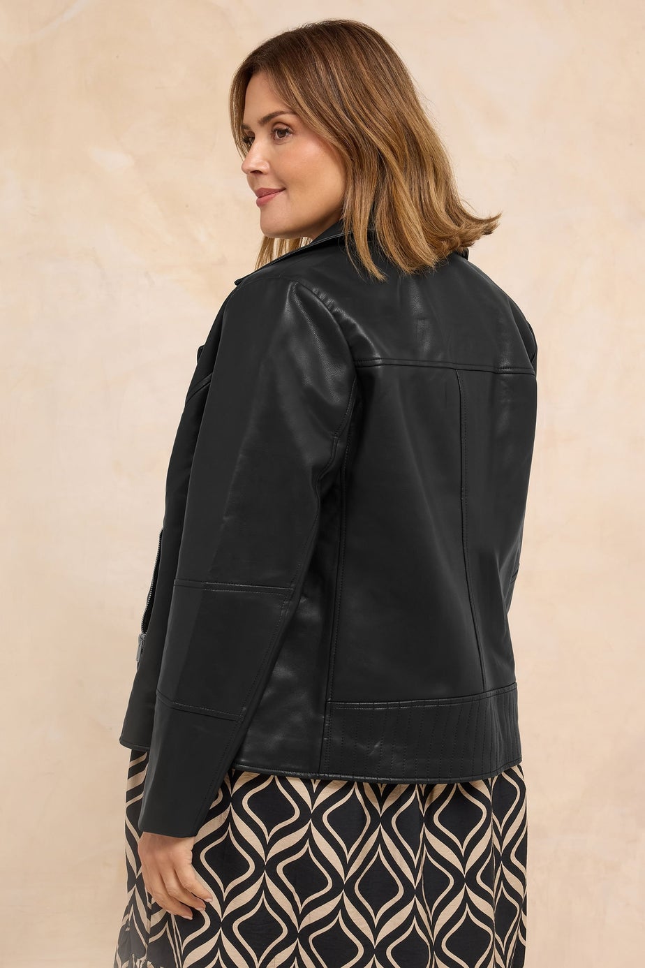 Evans Curve Black Faux Leather Biker Jacket