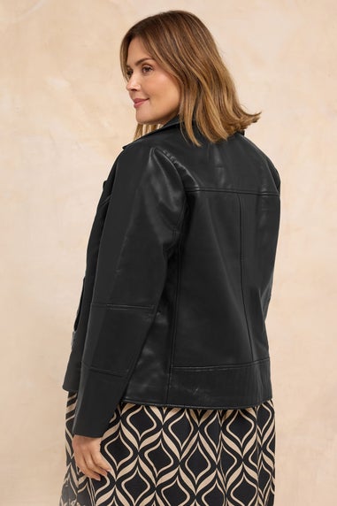 Evans Curve Black Faux Leather Biker Jacket