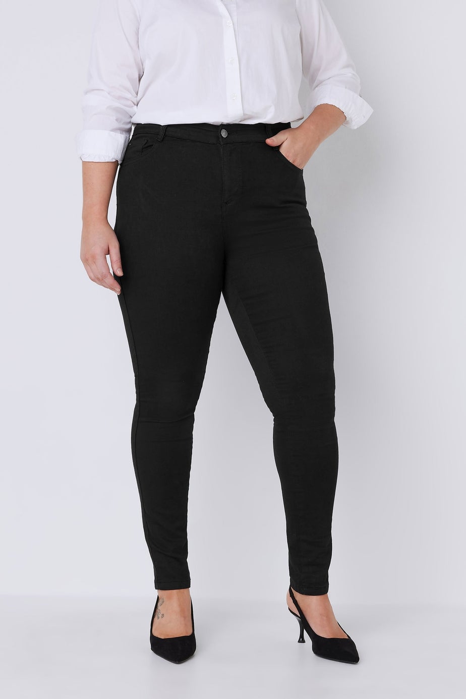 Evans Curve Black High Waisted Skinny Jeans