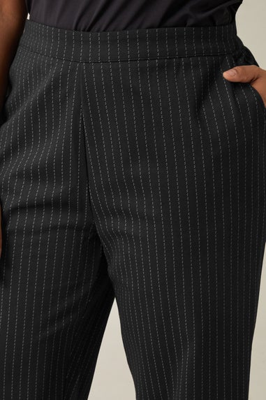 Evans Curve Black Pinstripe Wide Leg Trousers