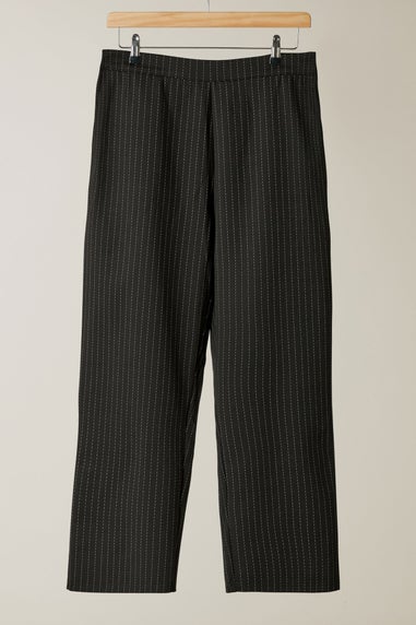Evans Curve Black Pinstripe Wide Leg Trousers