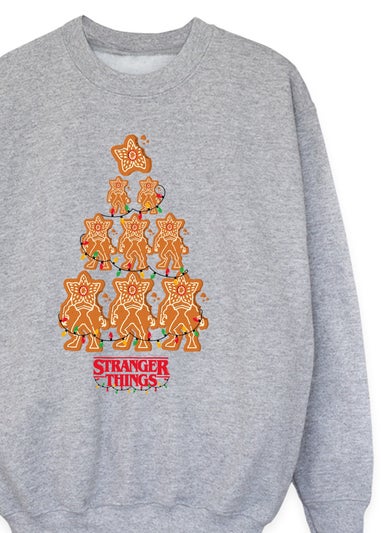 Stranger Things Gingerbread Boys Grey Graphic Sweatshirt (Age 7-13 Years)
