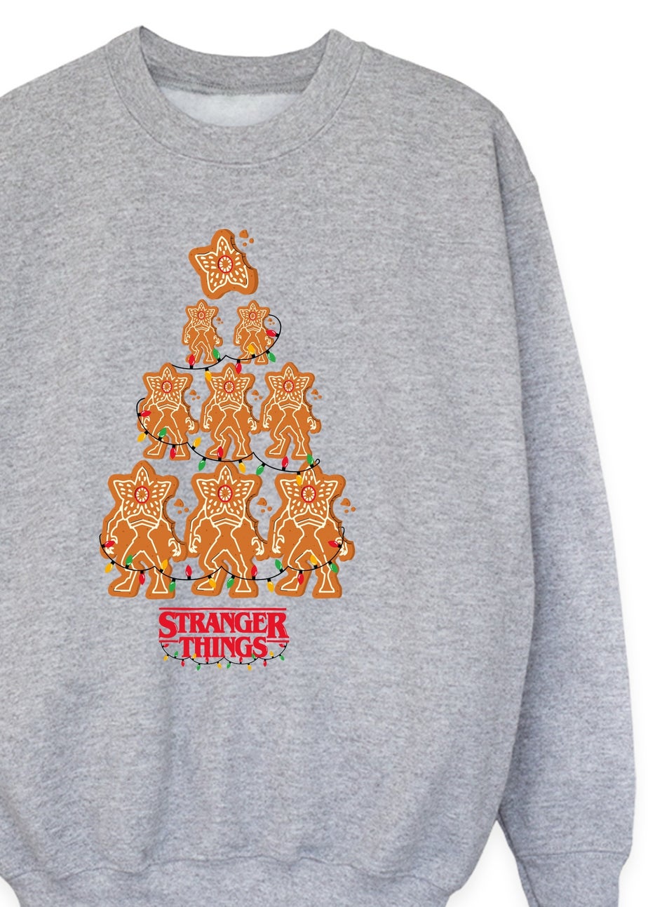 Stranger Things Gingerbread Boys Grey Graphic Sweatshirt (Age 7-13 Years)