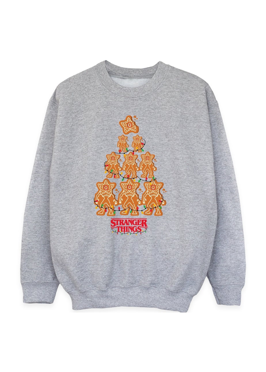 Stranger Things Gingerbread Boys Grey Graphic Sweatshirt (Age 7-13 Years)