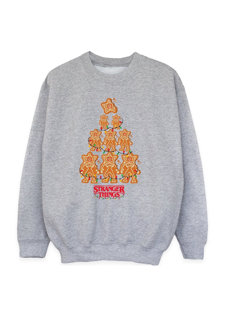 Stranger Things Gingerbread Boys Grey Graphic Sweatshirt (Age 7-13 Years)