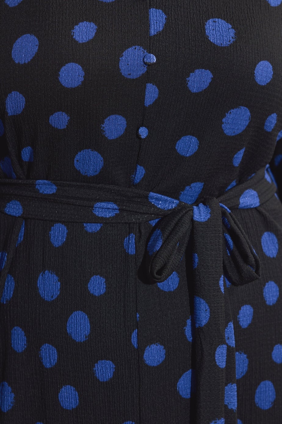 Evans Curve Black & Blue Spot Print Split Front Dress