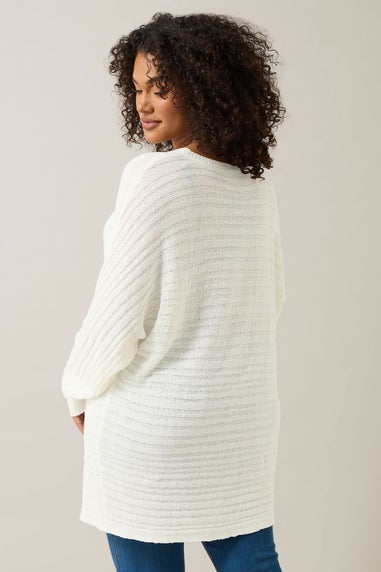 Evans Curve White Batwing Sleeve Jumper