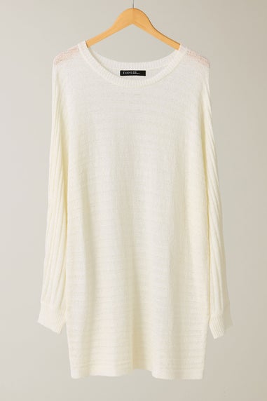 Evans Curve White Batwing Sleeve Jumper