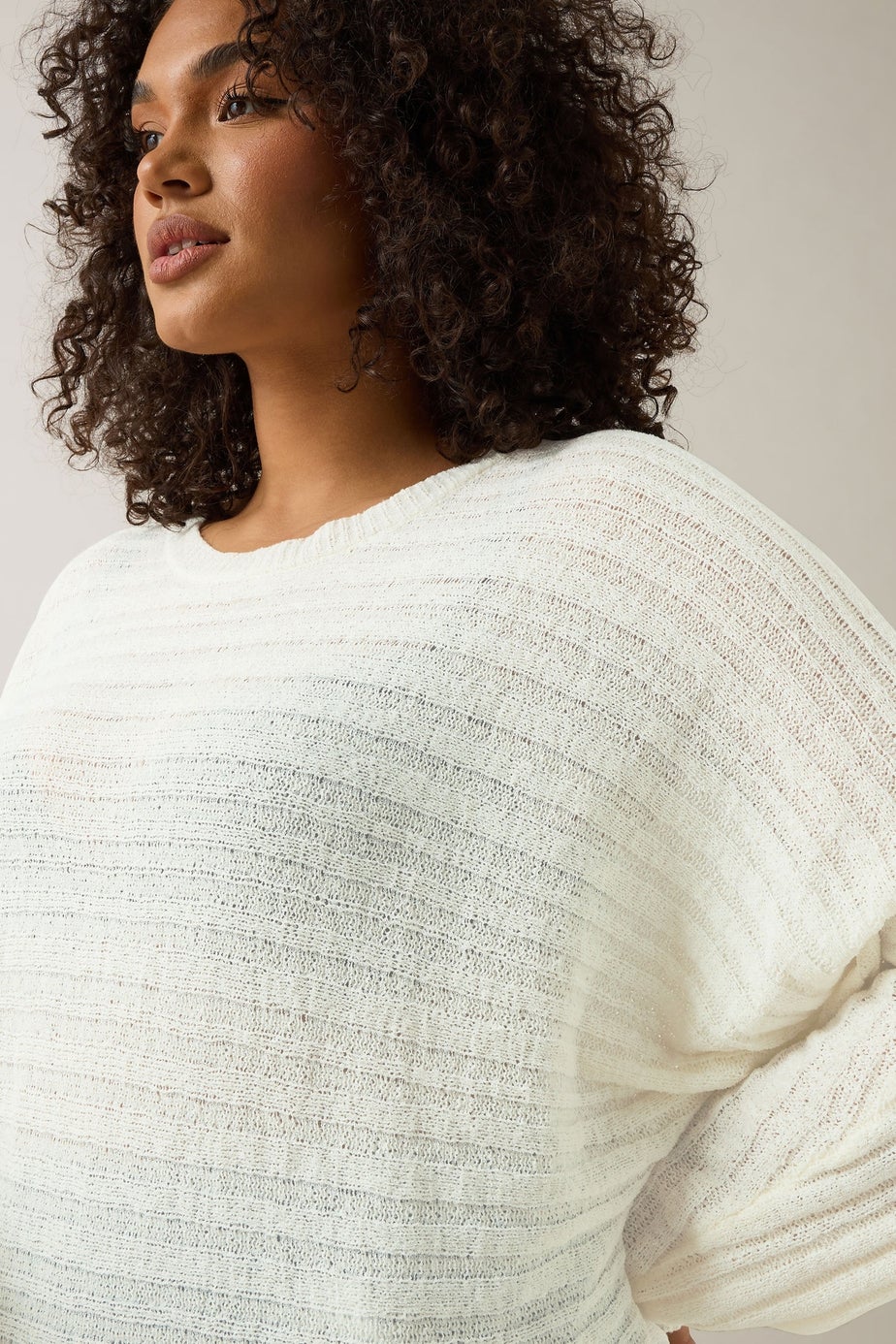 Evans Curve White Batwing Sleeve Jumper