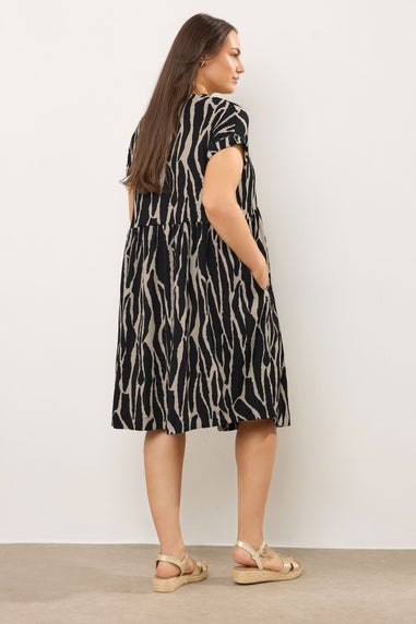 Evans Curve Black Abstract Print Jersey Crepe Dress