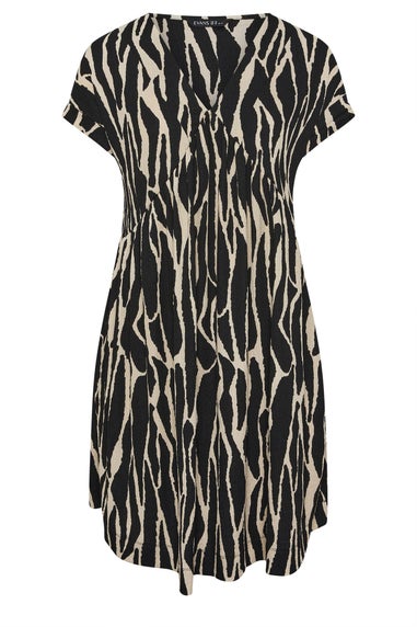 Evans Curve Black Abstract Print Jersey Crepe Dress