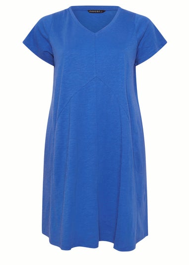 Evans Curve Cobalt Blue Premium Cotton Dress