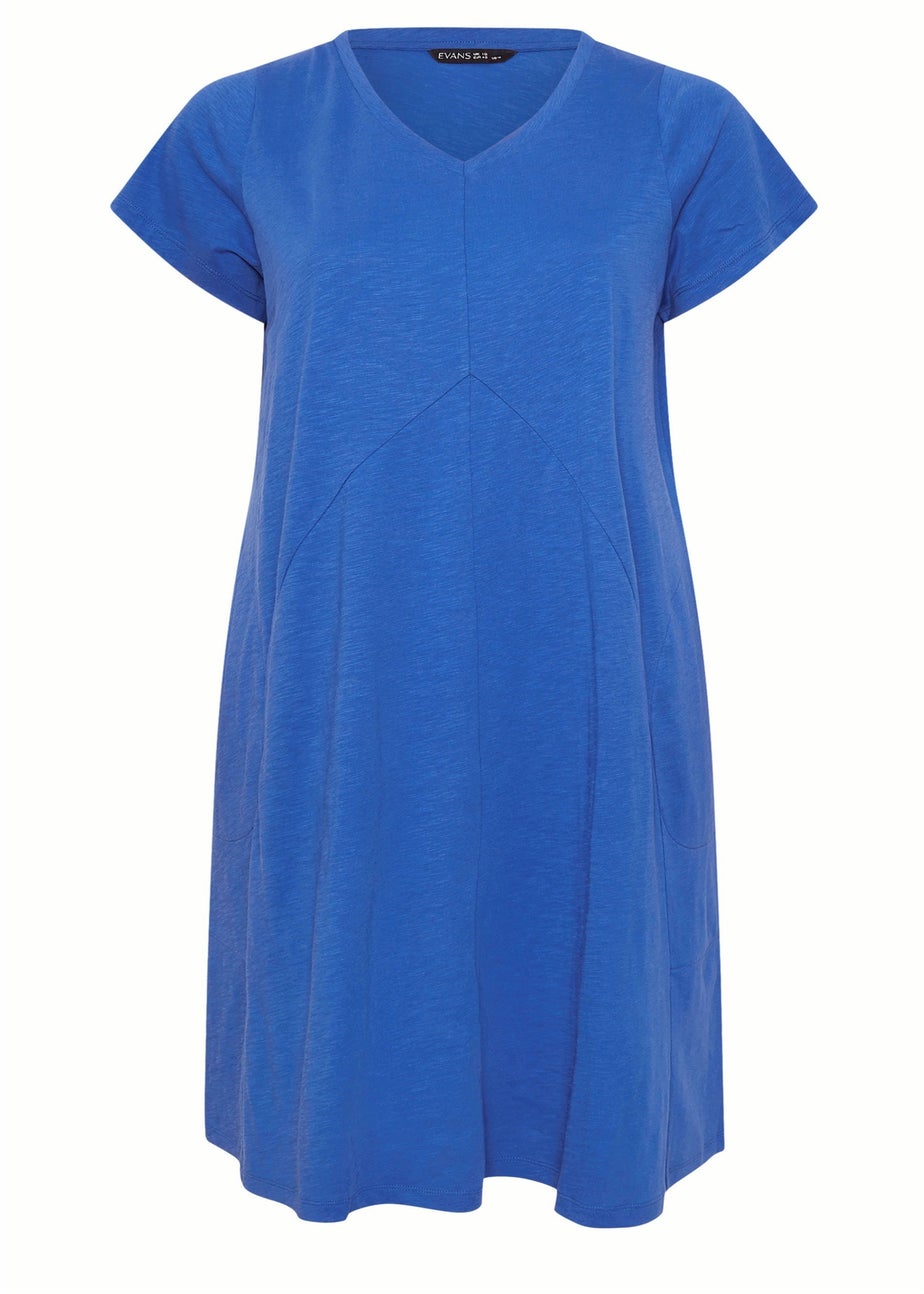 Evans Curve Cobalt Blue Premium Cotton Dress